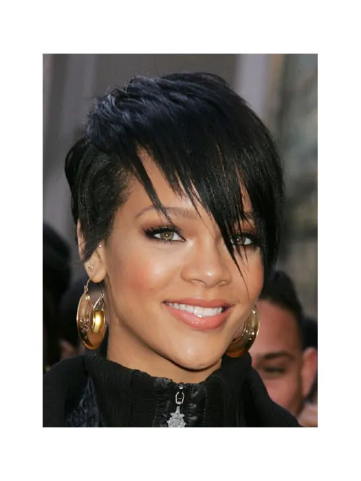 Traditiona Black Lace Front Cropped Rihanna Wigs