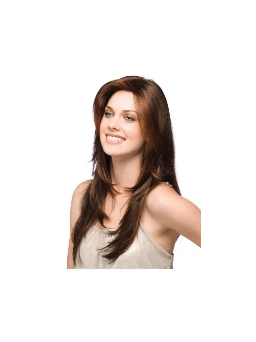 Brown Straight Synthetic Glamorous Long Wigs