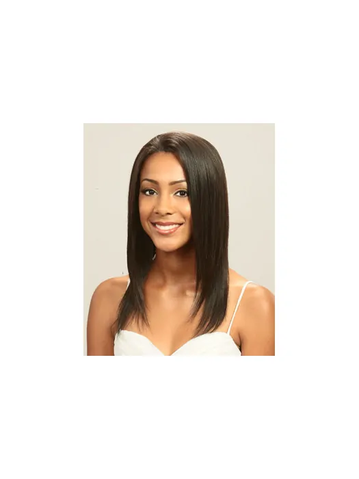 Fashionable Indian Remy Hair Lace Front Straight Long Wigs