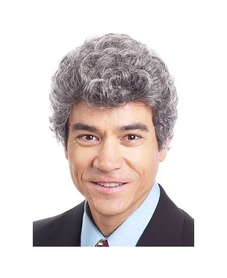 Refined White Curly Short Men Wigs