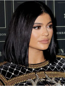 22 inch Straight Black Synthetic Lace Front Stylish Kylie Jenner Wigs