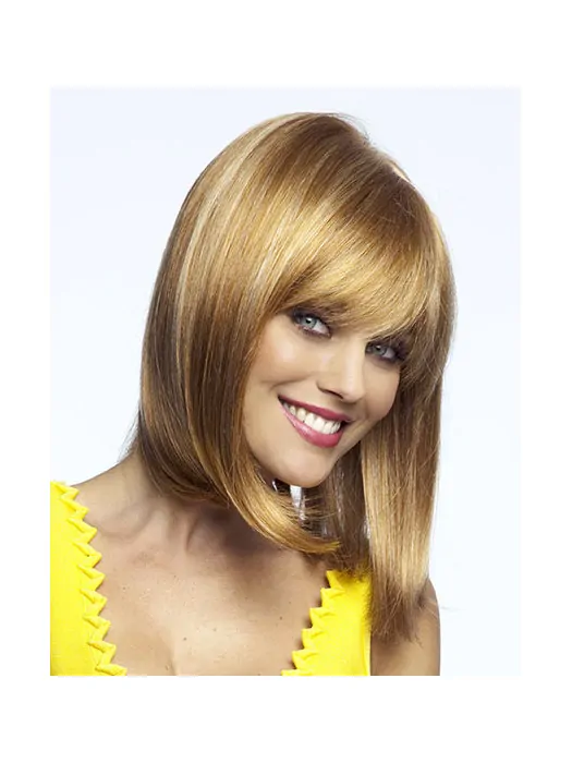 Blonde Hairstyles Lace Front Synthetic Medium Wigs
