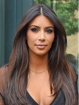 Kim Kardashian Middle Parting Long Straight Lace Front Human Hair Wigs 24  inches