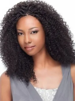 Fresh and Delicate Mid-length Kinky Curly Lace Front Human Hair Wig