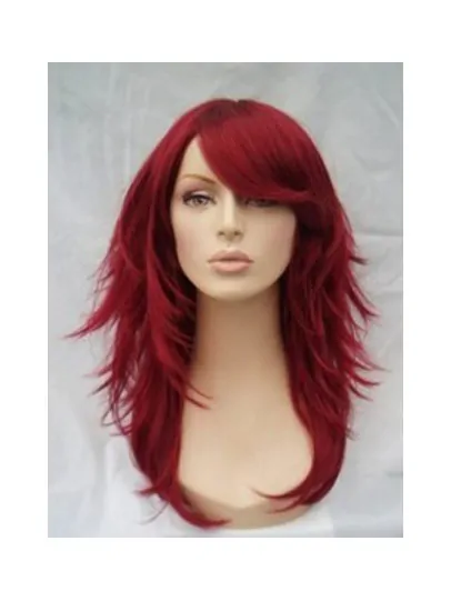 18  inches Shoulder Length Capless Red Human Wigs