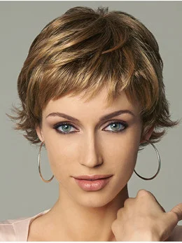 New Cropped Brown Monofilament Wigs