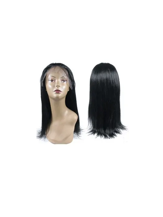 Stylish Black Straight Remy Human Hair Long Wigs
