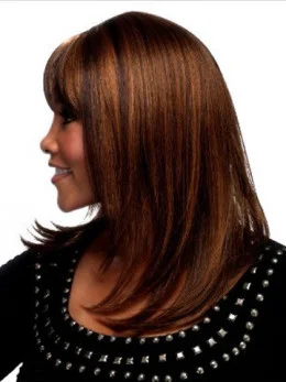 Durable Auburn Straight Shoulder Length African American Wigs