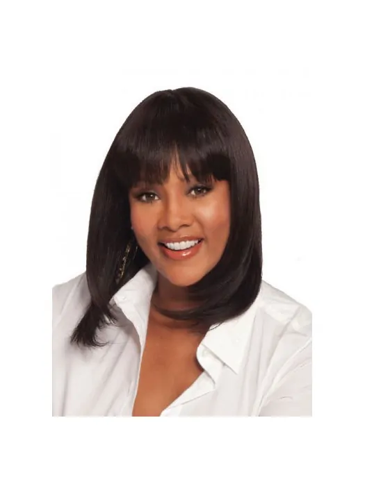 Cool Brown Straight Shoulder Length African American Wigs