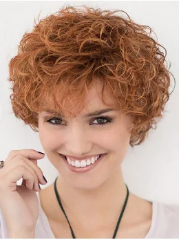 Layered 10 inch Curly Lace Front Copper Short Hairstyles