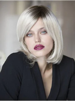 Monofilament Platinum Blonde Synthetic 12 inch Chin Length Bob Wigs For Sale