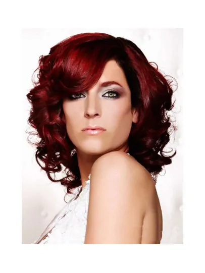 14  inches Curly Dark Red Lace Front Human Wigs