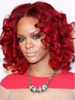 14  inches Curly Lace Front Human Red Wigs