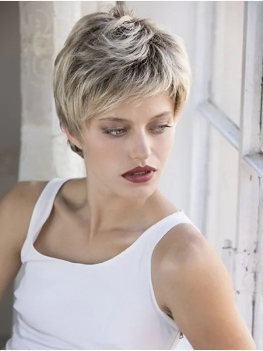 Blonde Synthetic Boycuts Wavy Short Lacefront Wigs