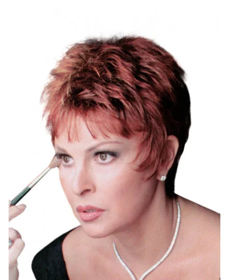 Stylish Red Straight Cropped Monofilament Wigs
