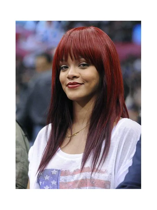 New Red Straight Long Rihanna Wigs