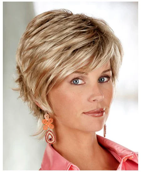 Blonde Wholesome Layered Straight Short Wigs