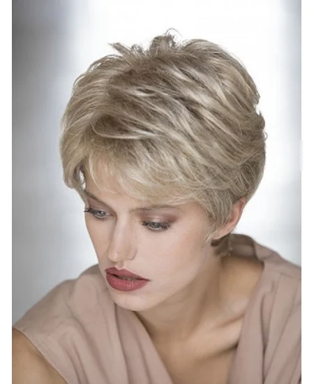 Wavy Blonde 8 inch Layered Monofilament Short Hair Styles