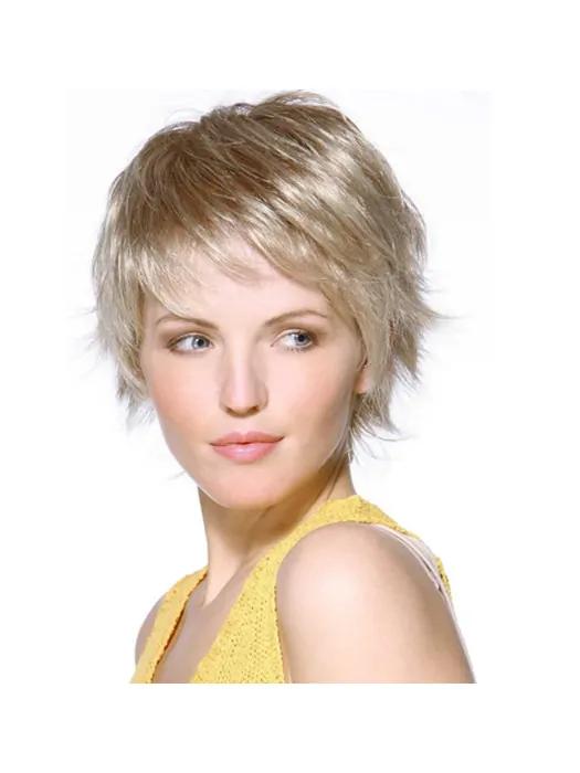 Designed Blonde Straight Chin Length Lace Front Wigs