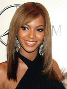 Beyonce Hairstyle Fashionable Graceful Custom Long Layered Straight Full Lace Human Hair Wig about 16  inches