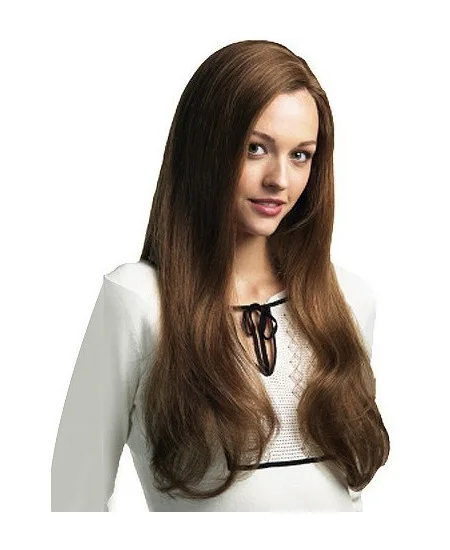 Mature Brown Straight Long Lace Wigs