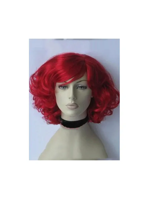 14  inches Curly Lace Front Red Human Wigs