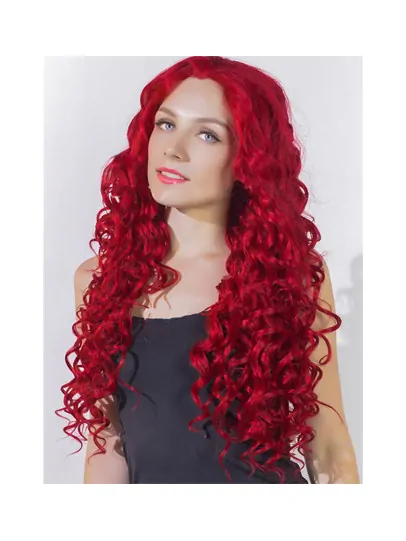 24  inches Curly Long Lace Front Red Human Wigs