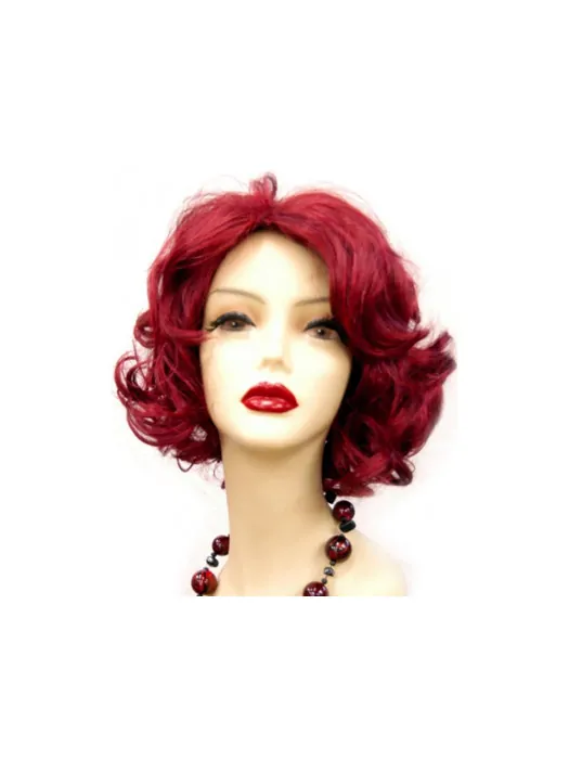 12  inches Wavy Red Lace Front Human Wigs