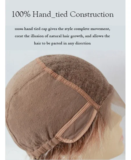 Convenient 100 per Hand-tied Straight Short Petite Wigs