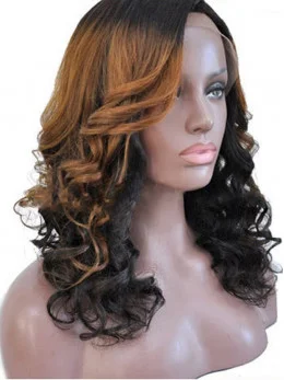 16 inch Shoulder Length Curly Full Lace Wigs Ombre Wigs