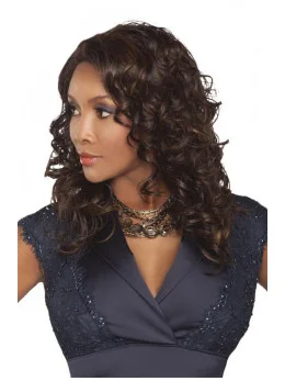 Stylish Brown Curly Long Human Hair Wigs and Half Wigs