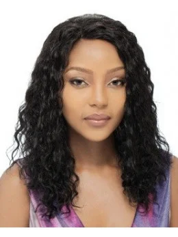 Suitable Black Curly Long Human Hair Full Lace Wigs