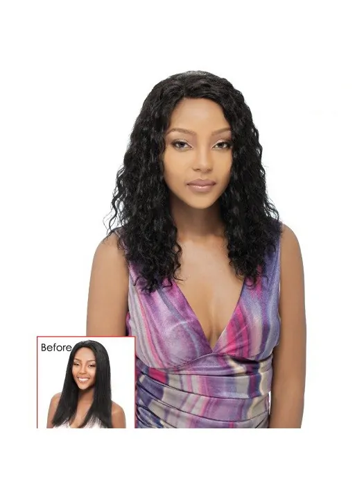 Suitable Black Curly Long Human Hair Full Lace Wigs