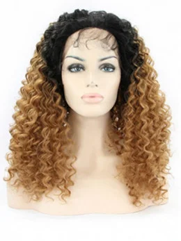 Amazing 22  inch long Curly Style Lace Front 100 per Remy Hair Ombre Wigs