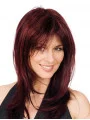 Cheap Red Wavy Shoulder Length Glueless Lace Wigs