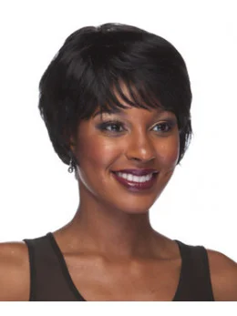 Convenient Black Straight Short African American Wigs
