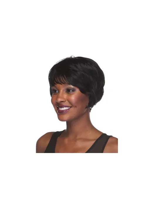 Convenient Black Straight Short African American Wigs