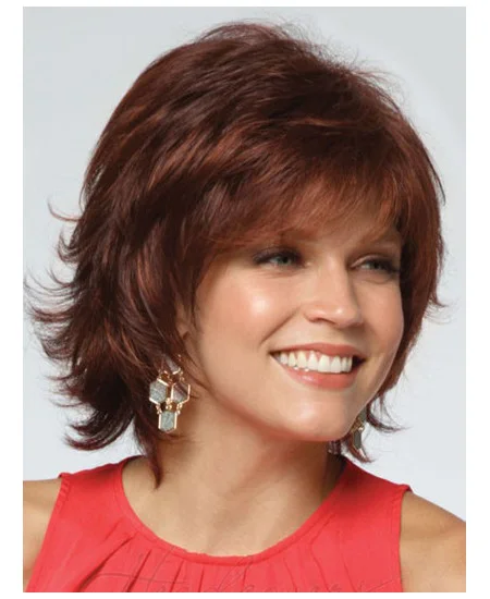 Impressive Red Wavy Chin Length Synthetic Wigs