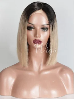 14 inch Chin Length Straight Bobs Ombre Wigs