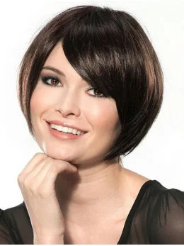 Comfortable Black Lace Front Chin Length Wigs
