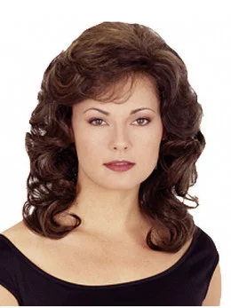 Polite Brown Wavy Shoulder Length Synthetic Wigs