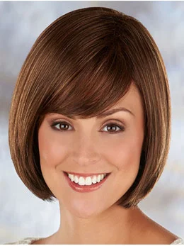 Brown Straight Synthetic Discount Medium Wigs