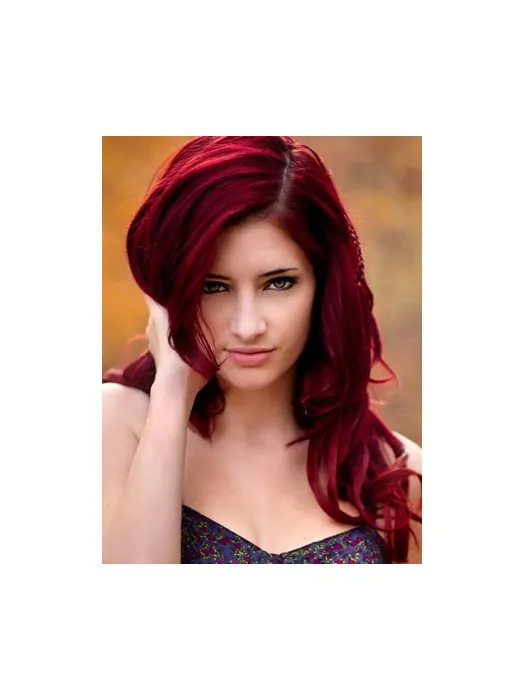 Elegent Red 18  inches Wavy Lace Front Human Wigs