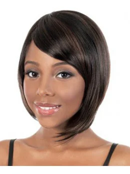 Tempting Brown Straight Chin Length African American Wigs