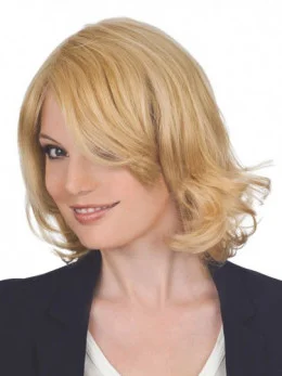 Cheap Blonde Wavy Chin Length Lace Front Wigs