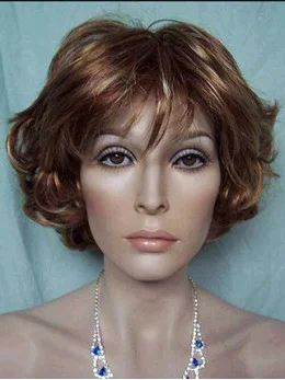 Lace Front Faddish With Bangs Wavy Short Wigs