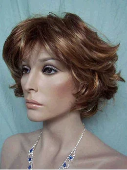 Lace Front Faddish With Bangs Wavy Short Wigs