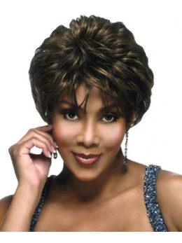 Easeful Brown Wavy Cropped African American Wigs