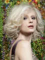 Young Fashion Platinum Blonde Wavy Elegent Full Lace Synthetic Wigs