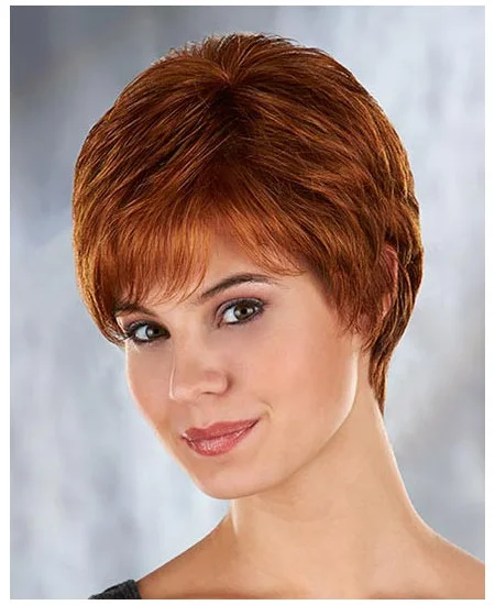 Auburn Curly Synthetic Refined Short Wigs